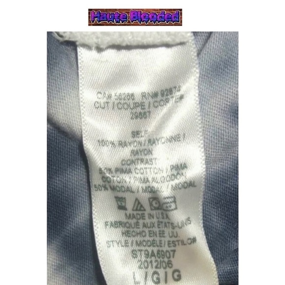 Splendid Tie Dye Blue White Bohemian Blouse Top USA Made Seen On Celebrity Boho - Picture 7 of 9